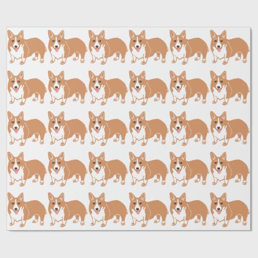 Welsh Corgi Pattern Wrapping Paper Cadeaupapier (Vlak)