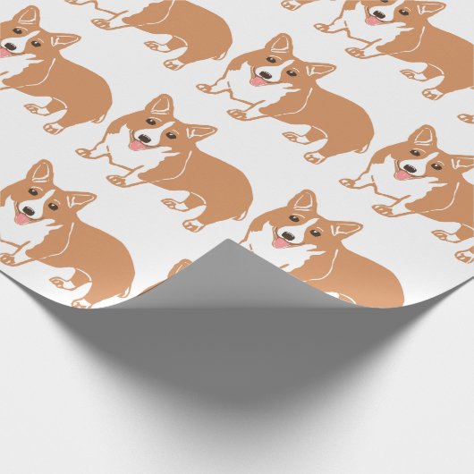Welsh Corgi Pattern Wrapping Paper Cadeaupapier (Hoek)