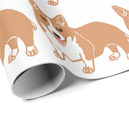 Welsh Corgi Pattern Wrapping Paper Cadeaupapier (Rol Hoek)