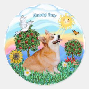 Welsh Corgi (Pembroke 7b) Ronde Sticker