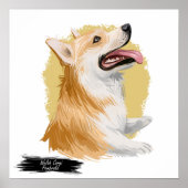 Welsh Corgi Pembroke Dog Portrait | Pet Portret Poster (Voorkant)