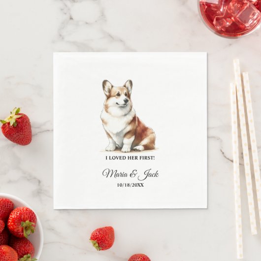 Welsh Corgi Pet Bruiloft Volledige kleur Servet (Insitu)