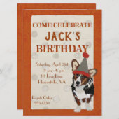 WELSH CORGI POLKADOT Verjaardag Uitnodiging (Voorkant / Achterkant)