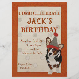 WELSH CORGI POLKADOT Verjaardag Uitnodiging