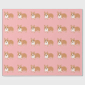 Welsh Corgi Print Pink Wrapping Paper Cadeaupapier (Vlak)
