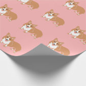 Welsh Corgi Print Pink Wrapping Paper Cadeaupapier (Hoek)