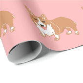 Welsh Corgi Print Pink Wrapping Paper Cadeaupapier (Rol Hoek)