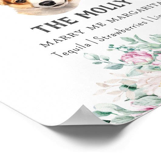 Welsh Corgi puppy bruiloft handtekening Drink teke Poster (Hoek)