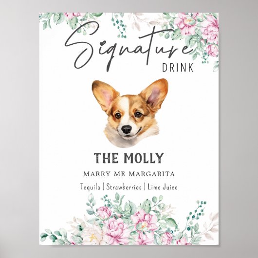 Welsh Corgi puppy bruiloft handtekening Drink teke Poster (Voorkant)