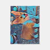 Welsh Corgi Puppy Fleece Deken (Voorkant)