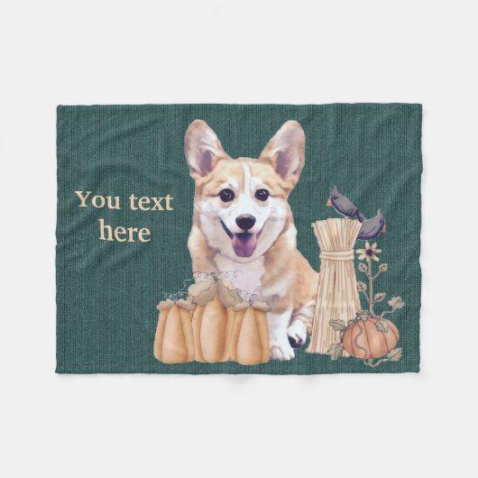 Welsh Corgi Puppy in het najaar Fleece Deken (Voorkant (Horizontaal))