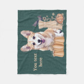 Welsh Corgi Puppy in het najaar Fleece Deken (Voorkant)