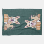 Welsh Corgi Puppy in het najaar Theedoek (Horizontaal)