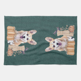 Welsh Corgi Puppy in het najaar Theedoek