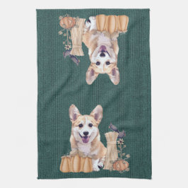 Welsh Corgi Puppy in het najaar Theedoek