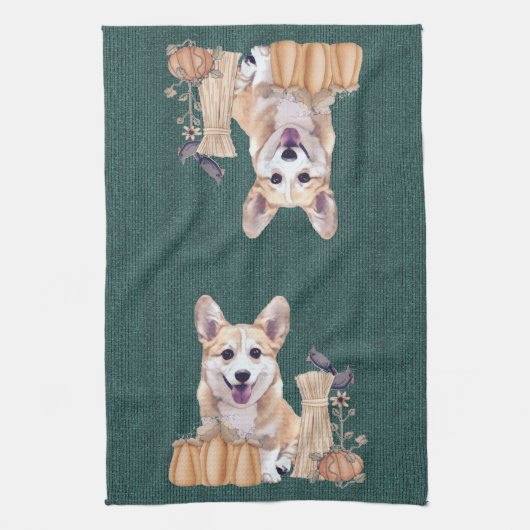 Welsh Corgi Puppy in het najaar Theedoek (Verticaal)