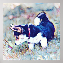 Welsh Corgi Puppy met een staart Poster