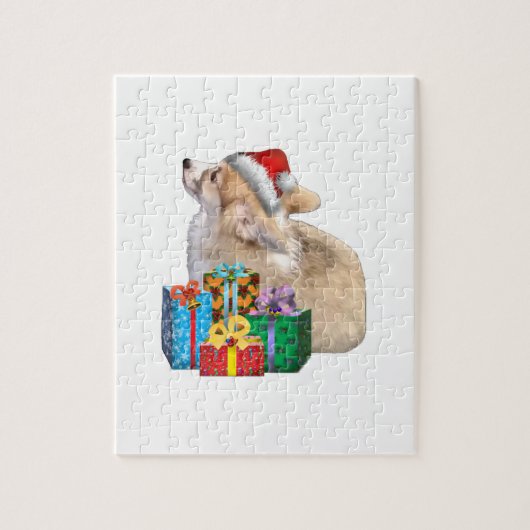 Welsh Corgi Puppy met Santa Hat Legpuzzel (Verticaal)