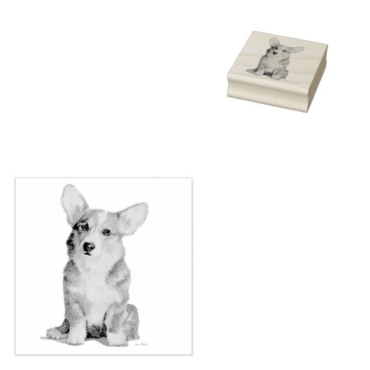 Welsh Corgi puppy Rubberstempel (Gestempeld)