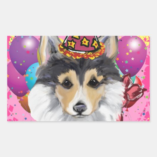 WELSH CORGI RECHTHOEKIGE STICKER (Voorkant)