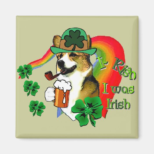 Welsh Corgi Saint Patrick's Day Magneet (Voorkant)