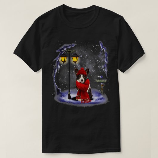 Welsh Corgi Santa Snow Light Winter Paja T-shirt (Design voorkant)