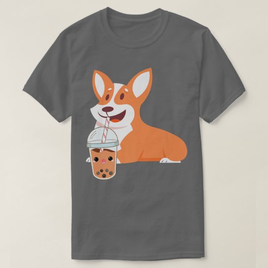 Welsh Corgi Schattig S Corgi Drink Bubble Tea14 T-shirt (Design voorkant)