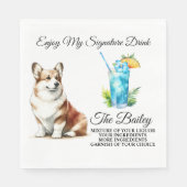 Welsh Corgi Signature Drink bruiloft huisdier Servet (Voorkant)