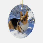 Welsh Corgi Snow Day Keramisch Ornament (Rechts)