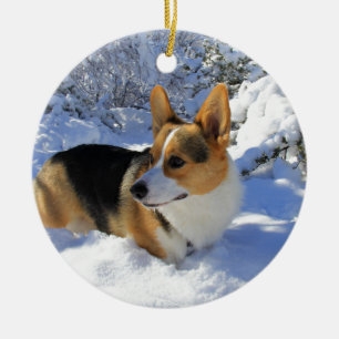 Welsh Corgi Snow Day Keramisch Ornament