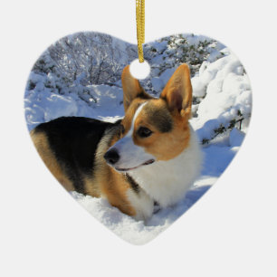 Welsh Corgi Snow Day Keramisch Ornament
