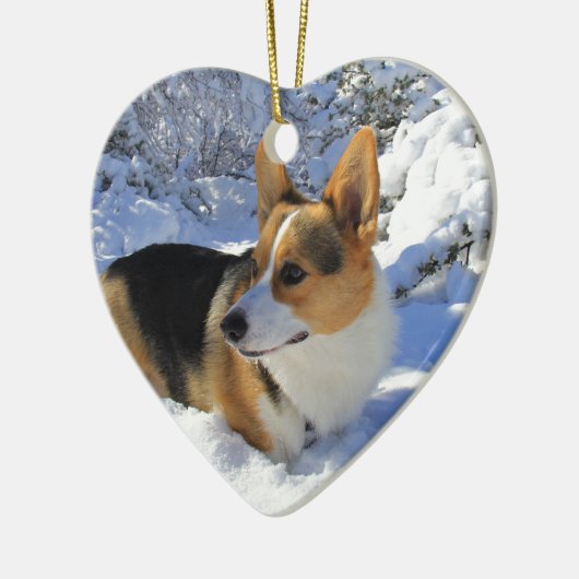 Welsh Corgi Snow Day Keramisch Ornament (Links)