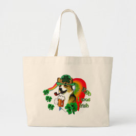 Welsh Corgi St. Patrick's Dag Grote Tote Bag