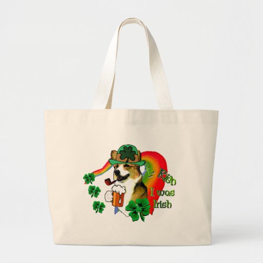 Welsh Corgi St. Patrick's Dag Grote Tote Bag (Voorkant)