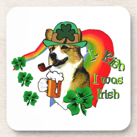 Welsh Corgi St Patricks Day Drankjes Onderzetter (Voorkant)