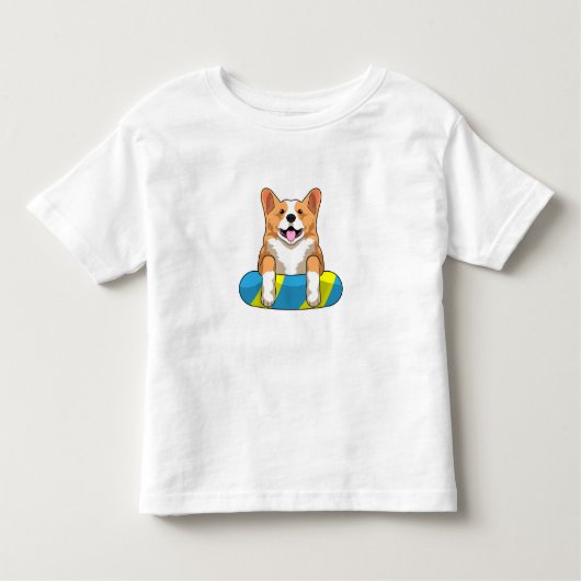 Welsh Corgi tijdens het zwemmen met een zwembord Kinder Shirts (Voorkant)