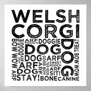 Welsh Corgi Typografie Poster