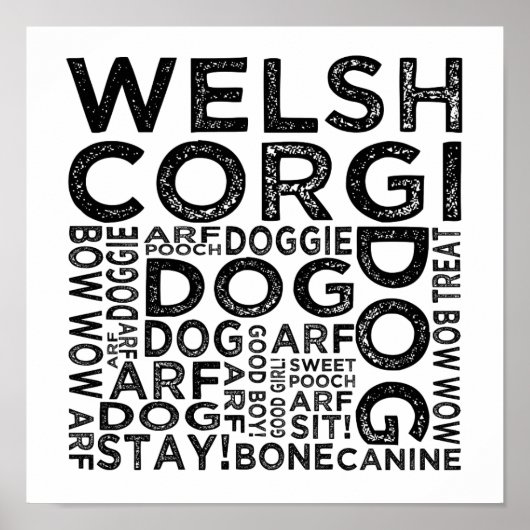 Welsh Corgi Typografie Poster (Voorkant)