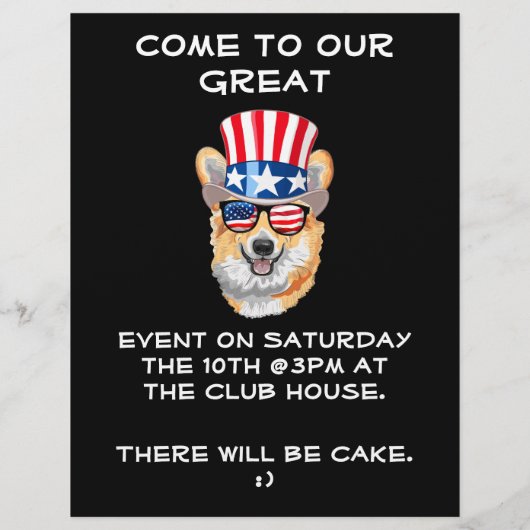 Welsh Corgi USA Flag Pet Glasses 4 juli Flyer (Achterkant)