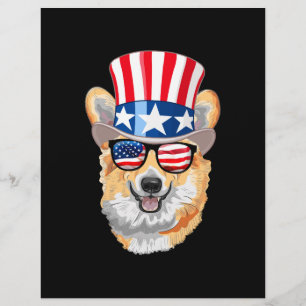 Welsh Corgi USA Vlag Hoed Bril 4 juli Flyer