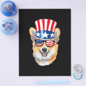 Welsh Corgi USA Vlag Hoed Bril 4 juli Flyer (Enkel)