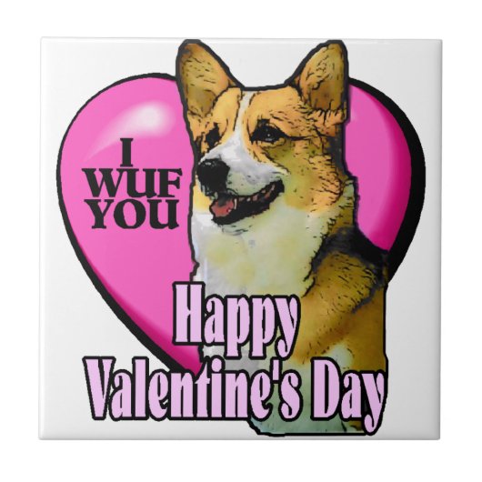 Welsh Corgi Valentijnsdag Tegeltje (Voorkant)