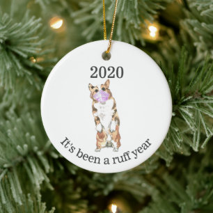 Welsh Corgi was een roofjaar voor het gezichtsmask Keramisch Ornament