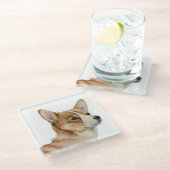 Welsh Corgi Waterverf Painting Glazen Onderzetter (Schuin)