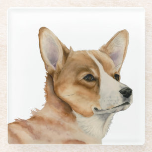 Welsh Corgi Waterverf Painting Glazen Onderzetter
