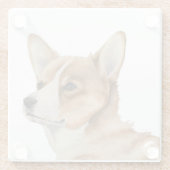 Welsh Corgi Waterverf Painting Glazen Onderzetter (Achterkant)