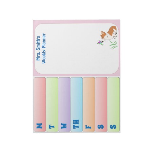 Welsh Corgi Weekly Planner Notitieblok (Linkerzijde)