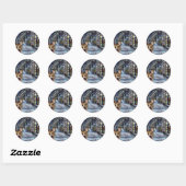 Welsh Corgi Xmas winterse scène Ronde Sticker (Vel)