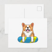 Welsh Corgi zwemt met zwembord Briefkaart (Voorkant / Achterkant)