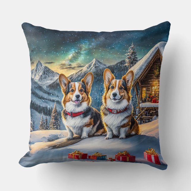 Welsh Corgis Holiday Design van Rich AMeN Gill Kussen (Voorkant)